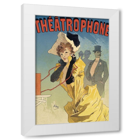 Theatrophone White Modern Wood Framed Art Print by Cheret, Jules
