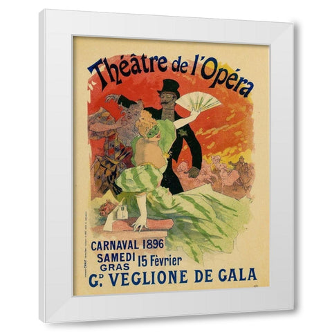 Theatre de LOpera 15th Fevrier White Modern Wood Framed Art Print by Cheret, Jules