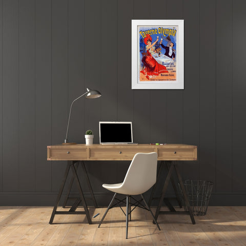 Taverne Olympia White Modern Wood Framed Art Print by Cheret, Jules