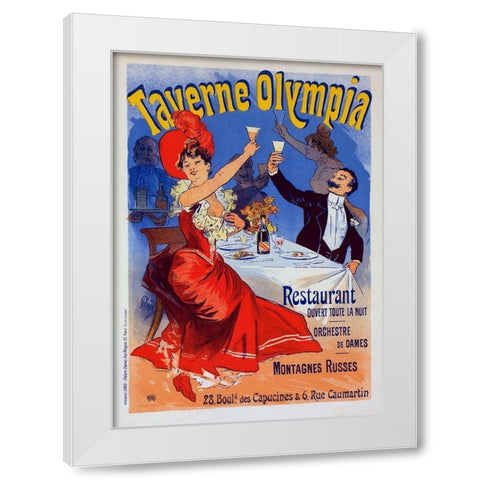 Taverne Olympia White Modern Wood Framed Art Print by Cheret, Jules