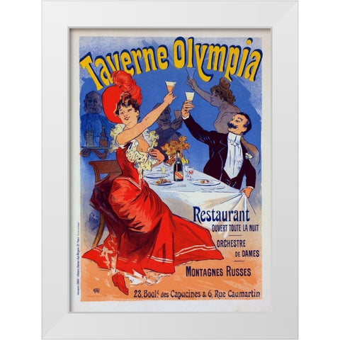 Taverne Olympia White Modern Wood Framed Art Print by Cheret, Jules