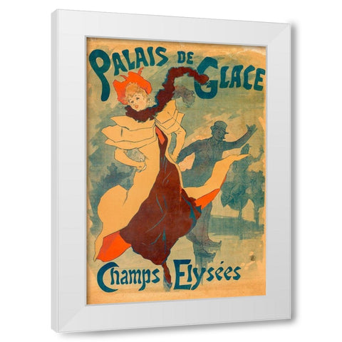 Ice Skating Rink White Modern Wood Framed Art Print by Cheret, Jules