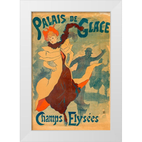 Ice Skating Rink White Modern Wood Framed Art Print by Cheret, Jules