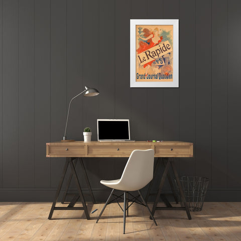 Le Rapide White Modern Wood Framed Art Print by Cheret, Jules