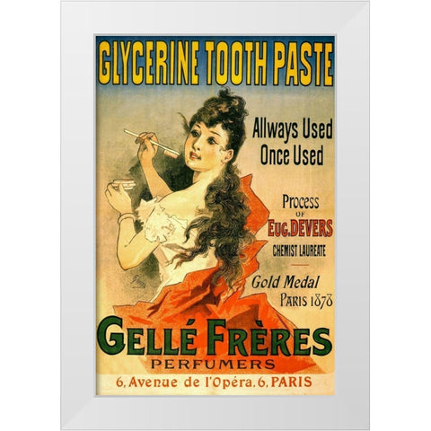 Glycerine tooth paste White Modern Wood Framed Art Print by Cheret, Jules