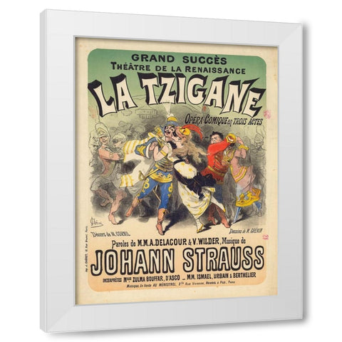 La Tzigane White Modern Wood Framed Art Print by Cheret, Jules