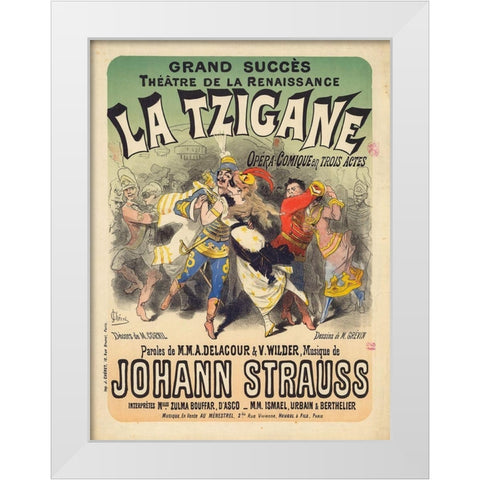 La Tzigane White Modern Wood Framed Art Print by Cheret, Jules