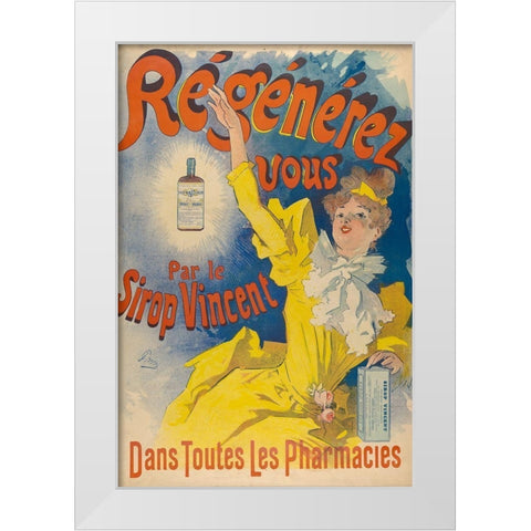 Sirop Vincent 1893 White Modern Wood Framed Art Print by Cheret, Jules