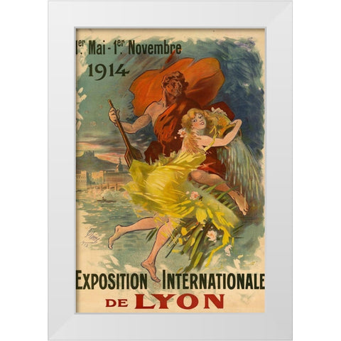 Exposition internationale de Lyon White Modern Wood Framed Art Print by Cheret, Jules
