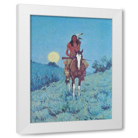 The Outlier White Modern Wood Framed Art Print by Remington, Frederic