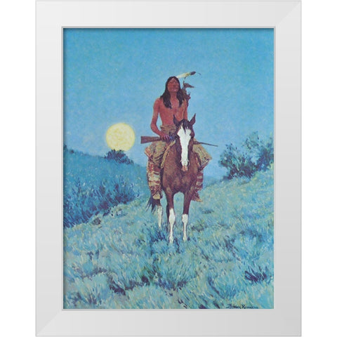The Outlier White Modern Wood Framed Art Print by Remington, Frederic