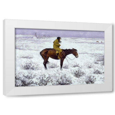 The Herd Boy White Modern Wood Framed Art Print by Remington, Frederic