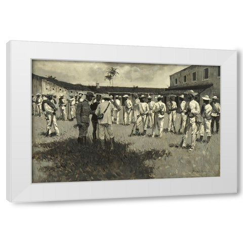 Disbanding Gomez Army White Modern Wood Framed Art Print by Remington, Frederic