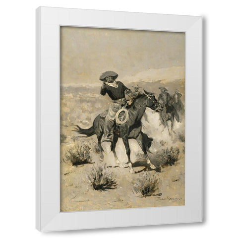 Days on the Range White Modern Wood Framed Art Print by Remington, Frederic