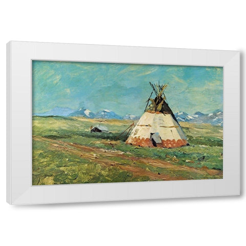 Blackfoot Reservation Montana White Modern Wood Framed Art Print by Shreyvogel, Charles