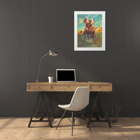 Fight to the Finish White Modern Wood Framed Art Print by Shreyvogel, Charles