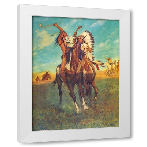 Fight to the Finish White Modern Wood Framed Art Print by Shreyvogel, Charles