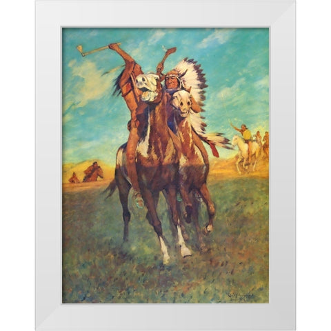 Fight to the Finish White Modern Wood Framed Art Print by Shreyvogel, Charles