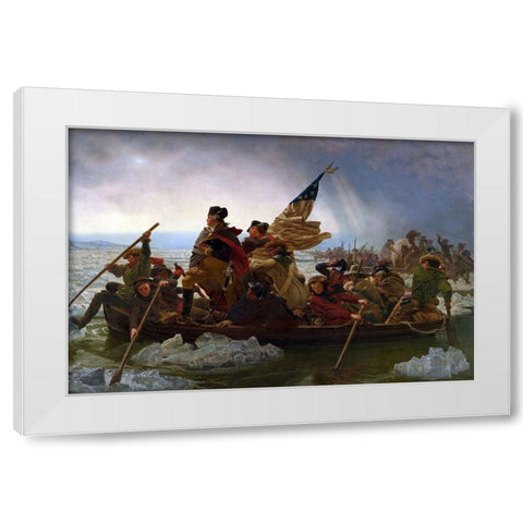 Washington Crossing the Delaware White Modern Wood Framed Art Print by Leutze, Emanuel