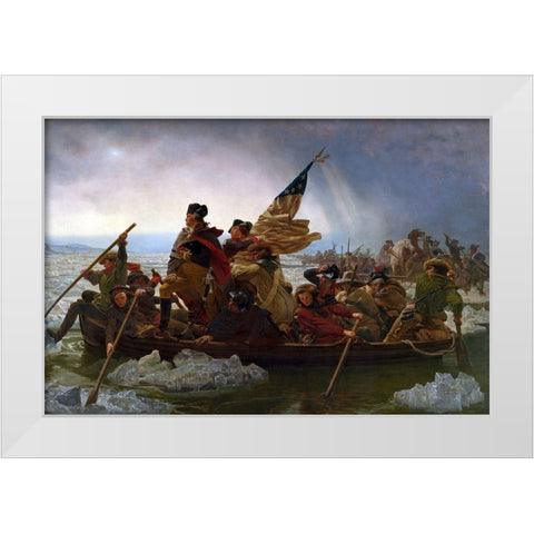 Washington Crossing the Delaware White Modern Wood Framed Art Print by Leutze, Emanuel