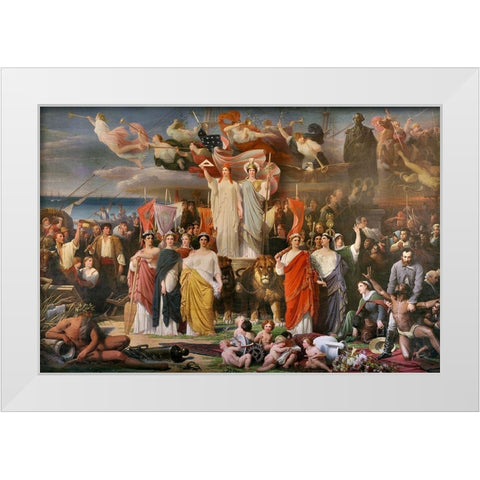 Genius of America White Modern Wood Framed Art Print by Yvon, Adolphe