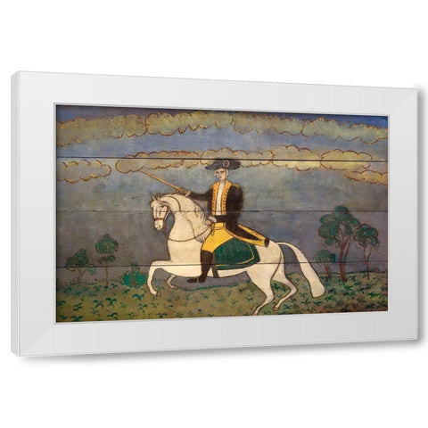George Washington on a White Charger White Modern Wood Framed Art Print by American Folk Artist
