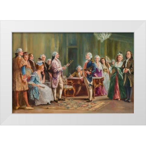 George Washington Accepting Lord Cornwalliss Sword White Modern Wood Framed Art Print by Hemenway, Alice Spaulding