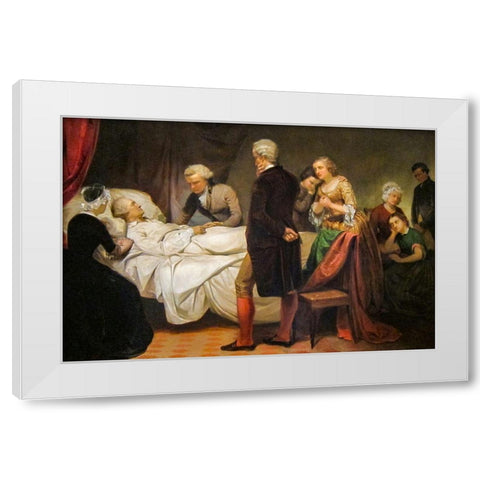 Washington on his Deathbed White Modern Wood Framed Art Print by Stearns, Junius Brutus