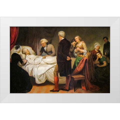 Washington on his Deathbed White Modern Wood Framed Art Print by Stearns, Junius Brutus
