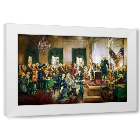 Scene at the Signing of the Constitution of the United States White Modern Wood Framed Art Print by Christy, Howard Chandler