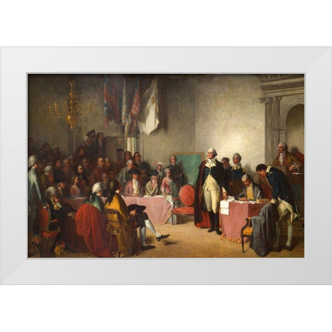 Washington Resigning His Commission 1859 White Modern Wood Framed Art Print by White, Edwin
