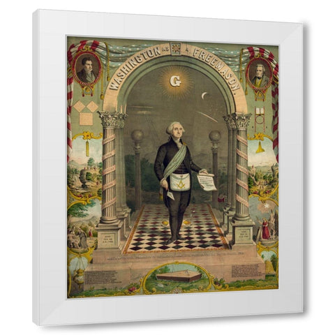 George Washington-freemason White Modern Wood Framed Art Print by Strobridge and Gerlach
