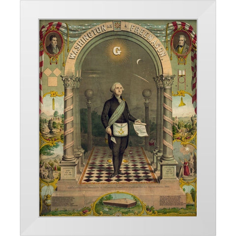 George Washington-freemason White Modern Wood Framed Art Print by Strobridge and Gerlach