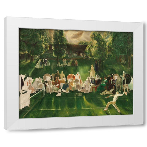 Tennis Tournament White Modern Wood Framed Art Print by Bellows, George