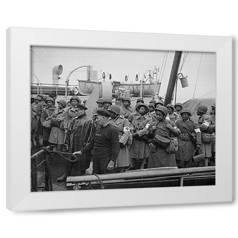 WWII U.S. Army nurses arrive at Greenock-Scotland White Modern Wood Framed Art Print by U.S. Archives