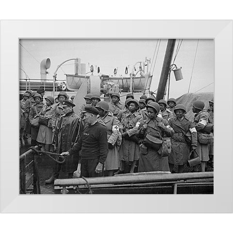 WWII U.S. Army nurses arrive at Greenock-Scotland White Modern Wood Framed Art Print by U.S. Archives