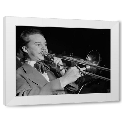 Jazz trombonist Eddie Bert 1947 White Modern Wood Framed Art Print by Gottlieb, William