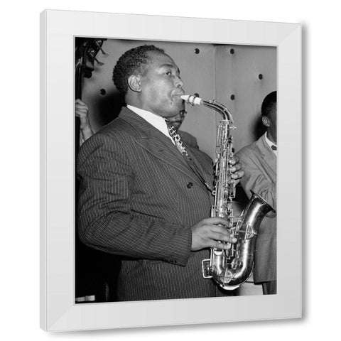Charlie Parker in the Three Deuces of New York 1947 White Modern Wood Framed Art Print by Gottlieb, William