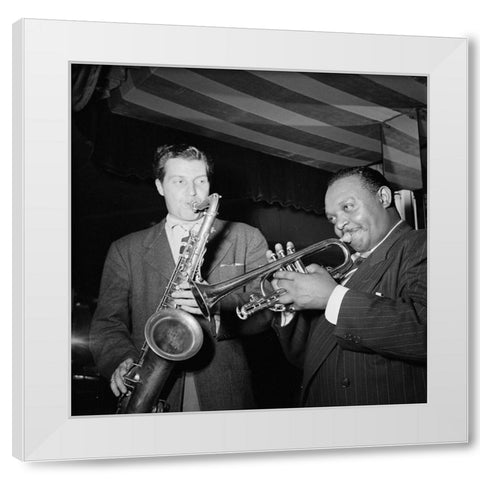 Rex William Stewart and Charlie Barnet  Aquarium-New York 1946 White Modern Wood Framed Art Print by Gottlieb, William