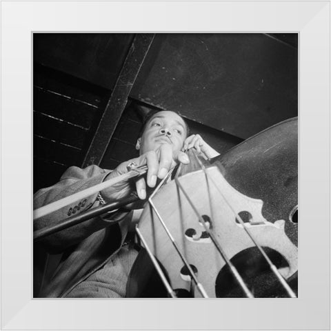 Slam Stewart-Three Deuces New York 1947 White Modern Wood Framed Art Print by Gottlieb, William