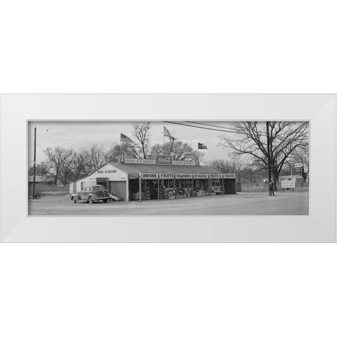 U.S. Highway 80-Texas-between Dallas and Fort Worth. Roadside stand-1942 White Modern Wood Framed Art Print by Rothstein, Arthur