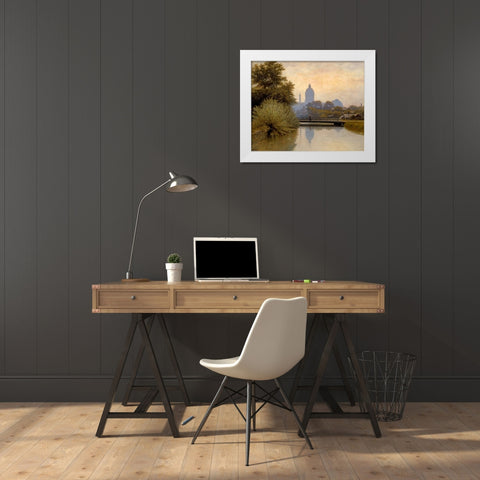 The Canal Morning Effect White Modern Wood Framed Art Print by Gruelle, Richard Buckner