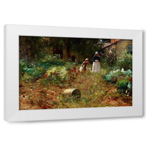 In the Garden White Modern Wood Framed Art Print by Forsyth, William J.