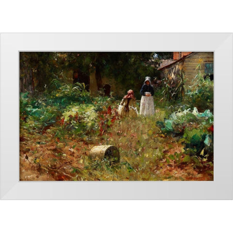 In the Garden White Modern Wood Framed Art Print by Forsyth, William J.