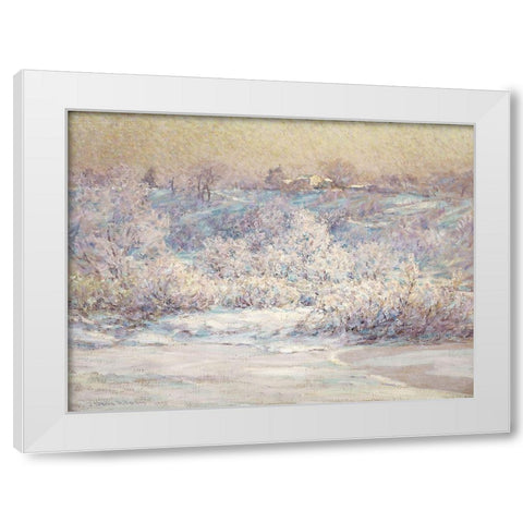 Frosty Morning White Modern Wood Framed Art Print by Adams, John Ottis