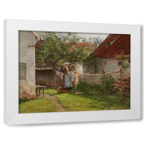 Wash Day-Bavaria White Modern Wood Framed Art Print by Adams, John Ottis