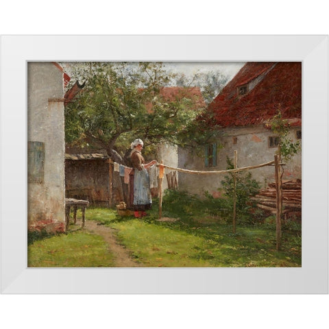 Wash Day-Bavaria White Modern Wood Framed Art Print by Adams, John Ottis