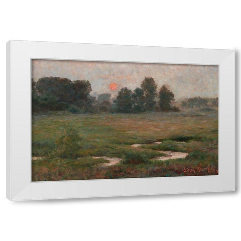 An August Sunset - Prairie Dell White Modern Wood Framed Art Print by Adams, John Ottis