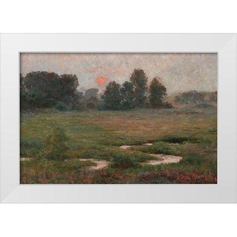 An August Sunset - Prairie Dell White Modern Wood Framed Art Print by Adams, John Ottis