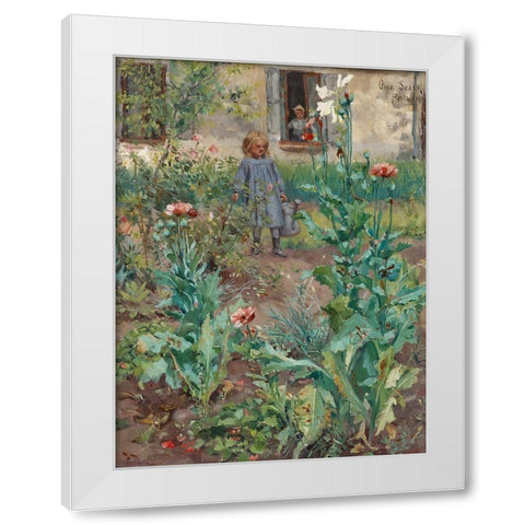 Garden in Paris White Modern Wood Framed Art Print by Stark, Otto